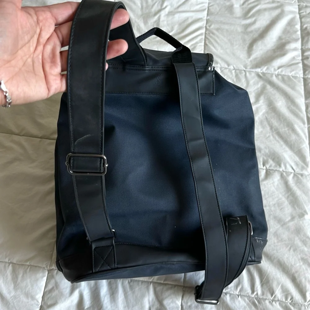 YVES SAINT LAURENT Parfums Backpack Travel Carry-On Sporty Navy Blue Nylon YSL